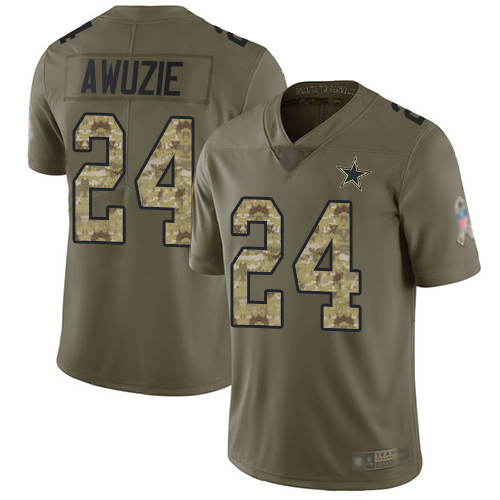Men Dallas Cowboys Limited Olive Camo Chidobe Awuzie #24 2017 Salute to Service NFL Jersey
